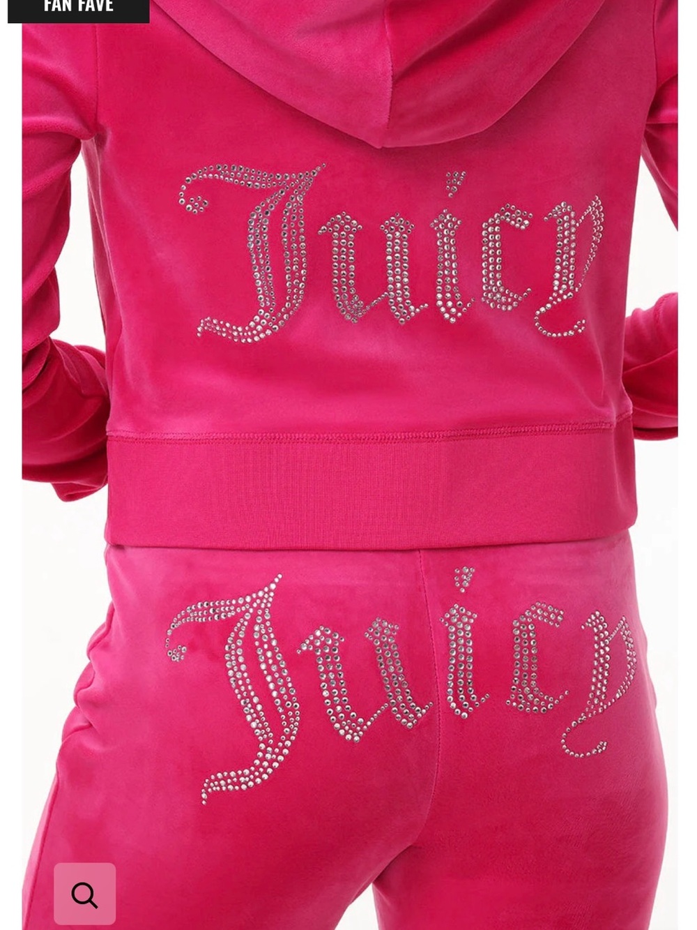 Juicy Couture Hot Pink Velour Y2K Bedazzled Zip Hoodie & Pants Set | M/XS - Picture 2 of 9